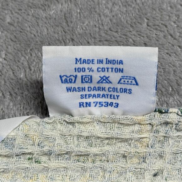 April Cornell Tea Towel Blue Yellow Paisley Waffle Knit Kitchen Hand Towel - Picture 7 of 8